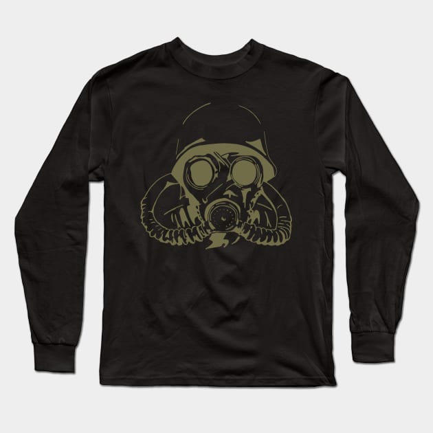 Soldier Gas Mask (OD) Long Sleeve T-Shirt by Liberty Steele